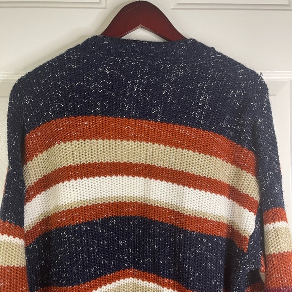 Upwest knitted multi color striped open front sweater cardigan. - Picture 7 of 9